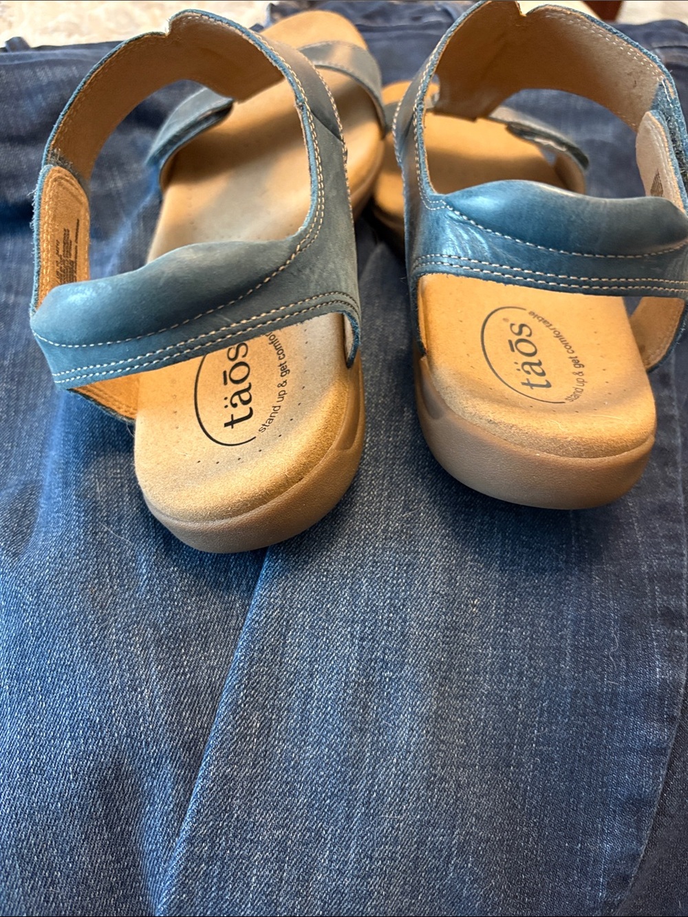 Taos Footwear Blue Leather Slingback Sandals - Picture 4 of 7